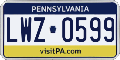 PA license plate LWZ0599