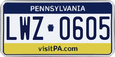 PA license plate LWZ0605