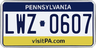PA license plate LWZ0607
