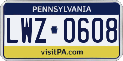 PA license plate LWZ0608