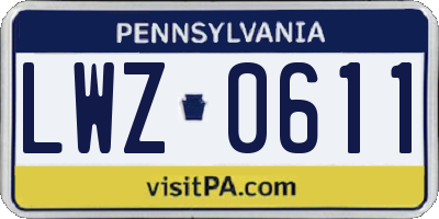 PA license plate LWZ0611