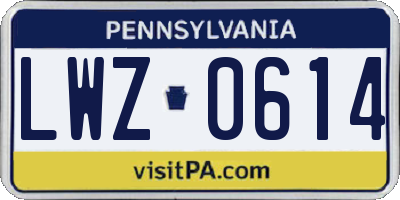 PA license plate LWZ0614