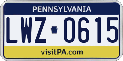 PA license plate LWZ0615
