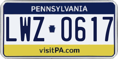 PA license plate LWZ0617