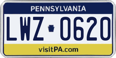 PA license plate LWZ0620