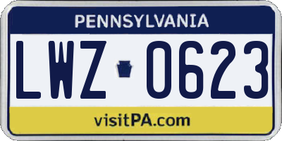PA license plate LWZ0623