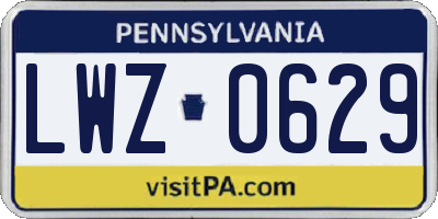 PA license plate LWZ0629