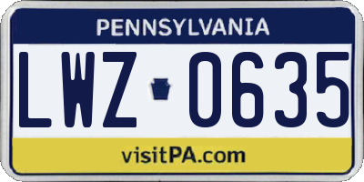 PA license plate LWZ0635