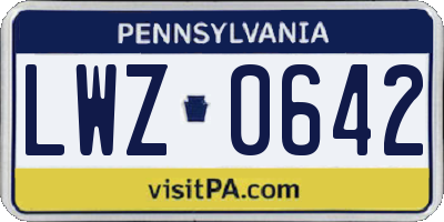 PA license plate LWZ0642