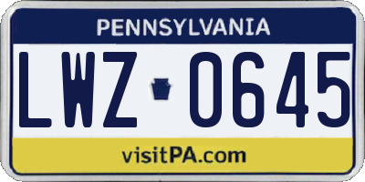 PA license plate LWZ0645