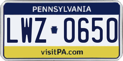 PA license plate LWZ0650