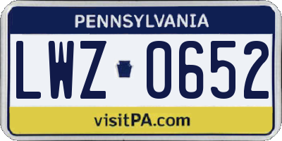PA license plate LWZ0652