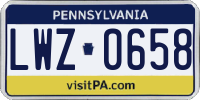 PA license plate LWZ0658