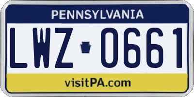 PA license plate LWZ0661