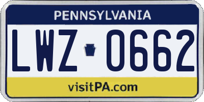 PA license plate LWZ0662