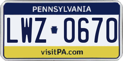PA license plate LWZ0670
