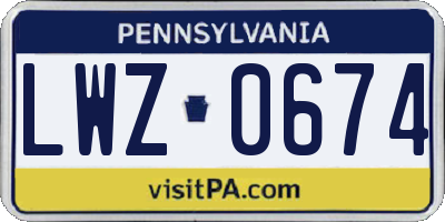 PA license plate LWZ0674
