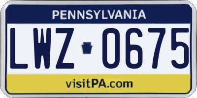 PA license plate LWZ0675