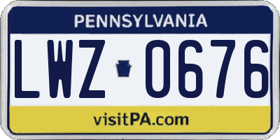 PA license plate LWZ0676
