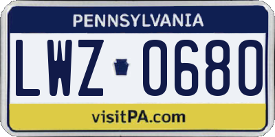 PA license plate LWZ0680