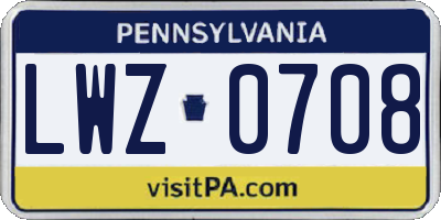 PA license plate LWZ0708
