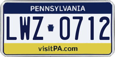 PA license plate LWZ0712
