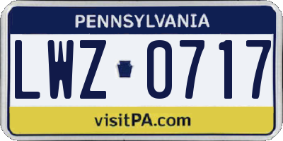 PA license plate LWZ0717