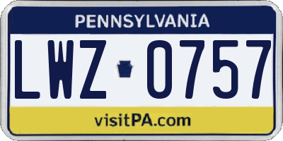 PA license plate LWZ0757