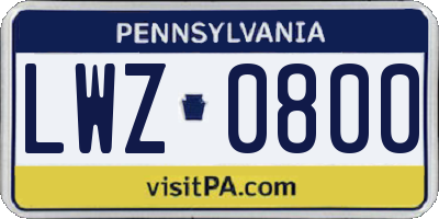PA license plate LWZ0800