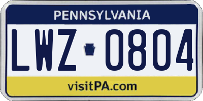 PA license plate LWZ0804