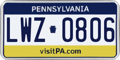 PA license plate LWZ0806