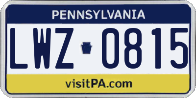 PA license plate LWZ0815