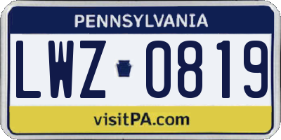 PA license plate LWZ0819