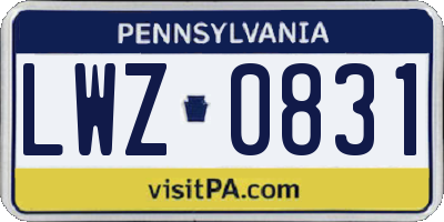 PA license plate LWZ0831