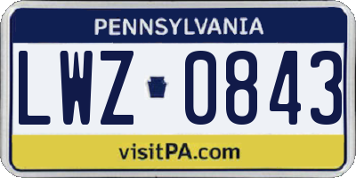 PA license plate LWZ0843
