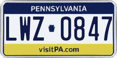 PA license plate LWZ0847