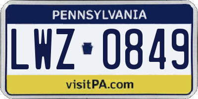 PA license plate LWZ0849