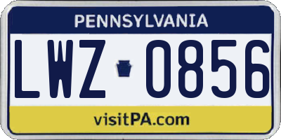 PA license plate LWZ0856