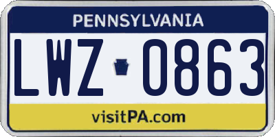 PA license plate LWZ0863