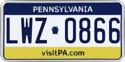 PA license plate LWZ0866