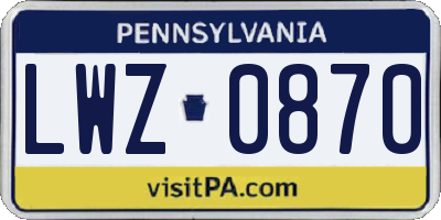 PA license plate LWZ0870