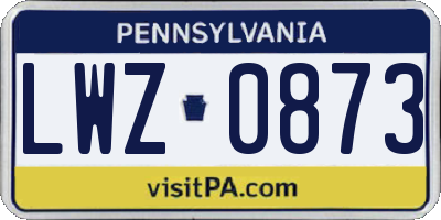 PA license plate LWZ0873