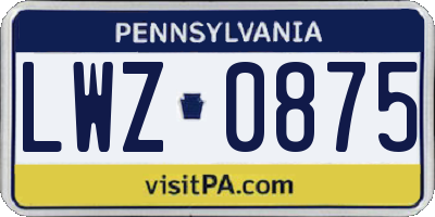 PA license plate LWZ0875