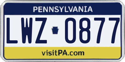 PA license plate LWZ0877
