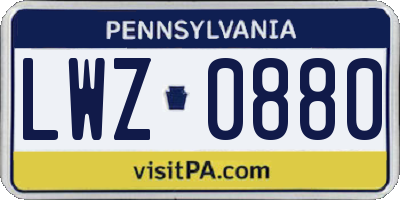 PA license plate LWZ0880