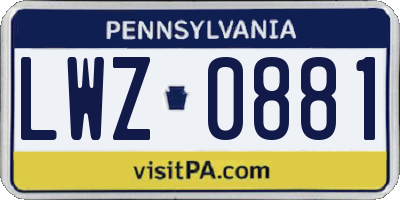 PA license plate LWZ0881