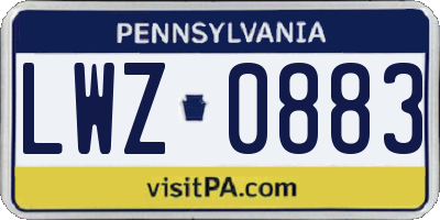 PA license plate LWZ0883