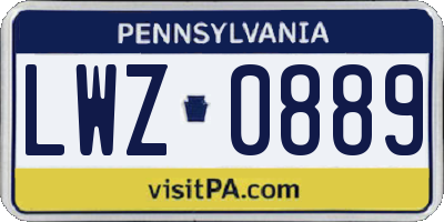PA license plate LWZ0889
