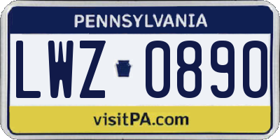 PA license plate LWZ0890