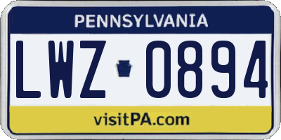 PA license plate LWZ0894